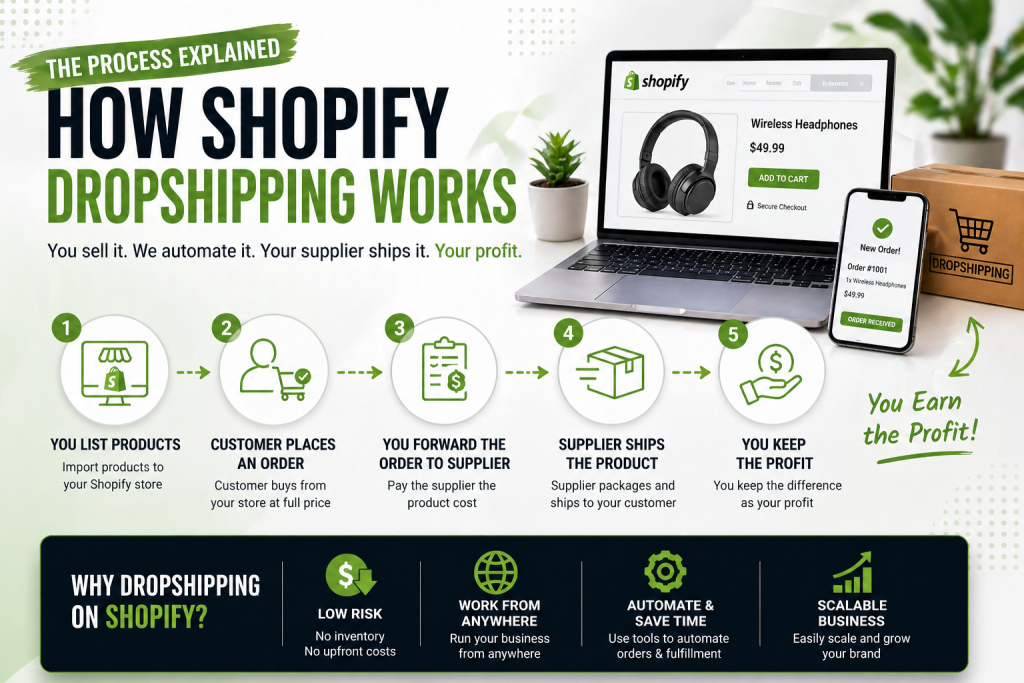 HOW SHOPIFY DROPSHIPPING WORKS